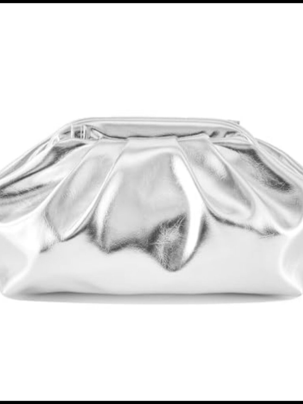 Pleated Evening Clutch Purse Metallic Vegan PU Shoulder Bag